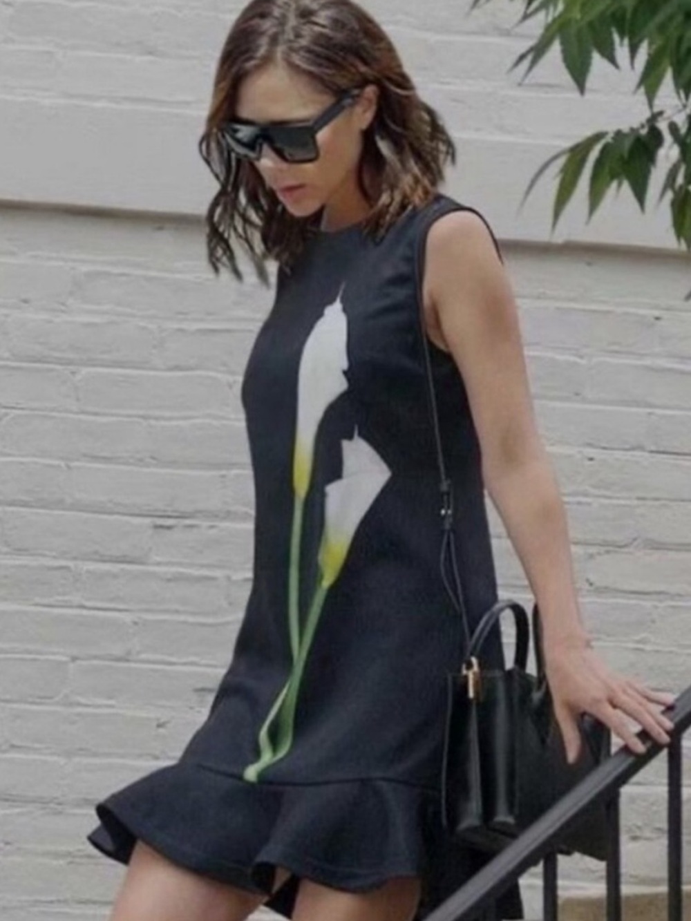 Victoria Beckham Target Black Floral Calla Lily Flower Mini Short Dress Large